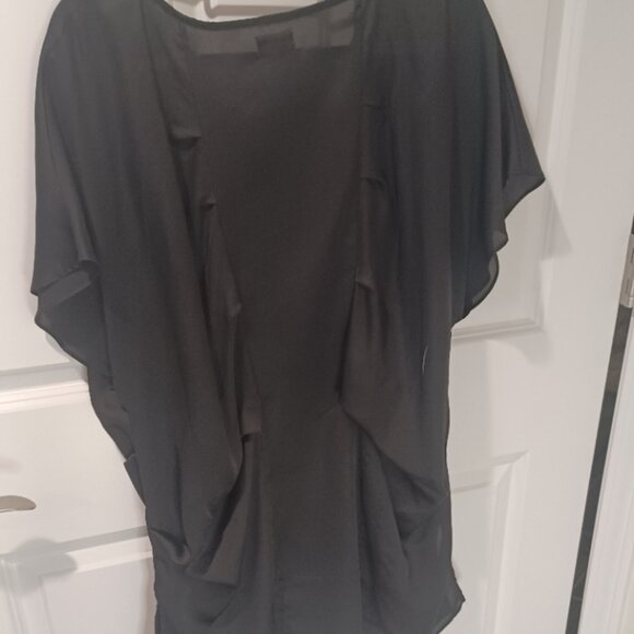 Worthington Black Pleated Ruched Cap Sleeve Crew Neck Lightweight Tunic XL - Picture 4 of 4